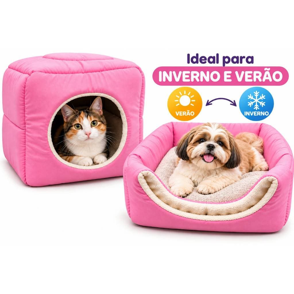 Casinha Toca Cama Iglu 3 Em 1 Cachorro Cão Gato Tam P, M e G