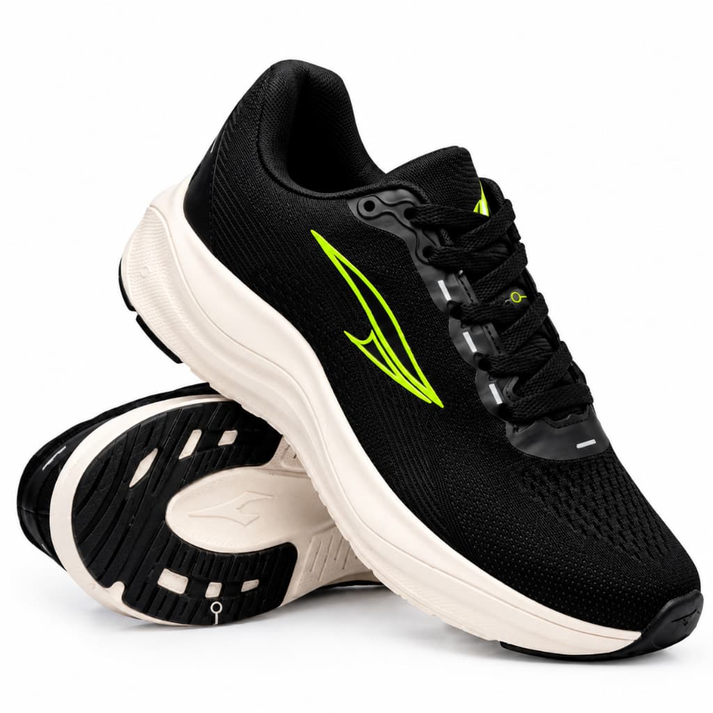 Tênis Unissex Esportivo Fox Running Preto com Solado Claro Esportivo