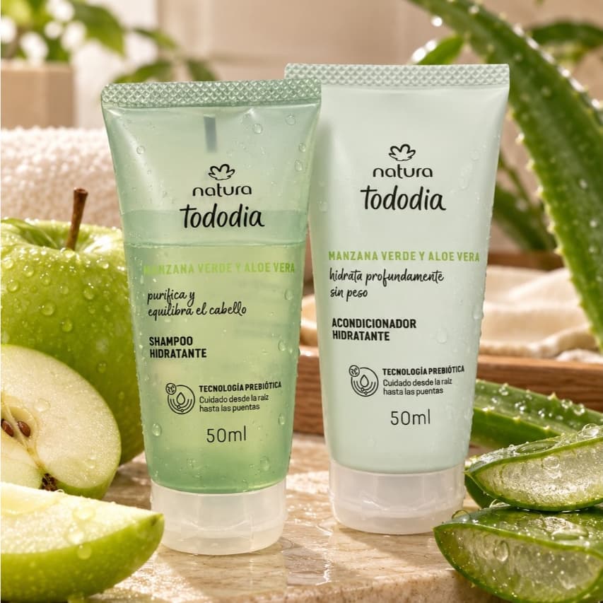 Shampoo e condicionador Hidratante Natura Tododia Maçã Verde e Aloe Vera - Versão Miniatura 50ml