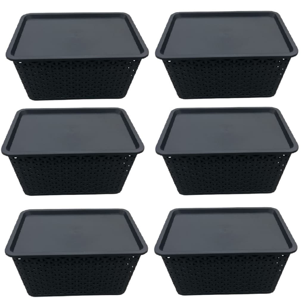 Kit 6 Cesto Organizador Multiuso Banheiro Cozinha 6 Litros Preto