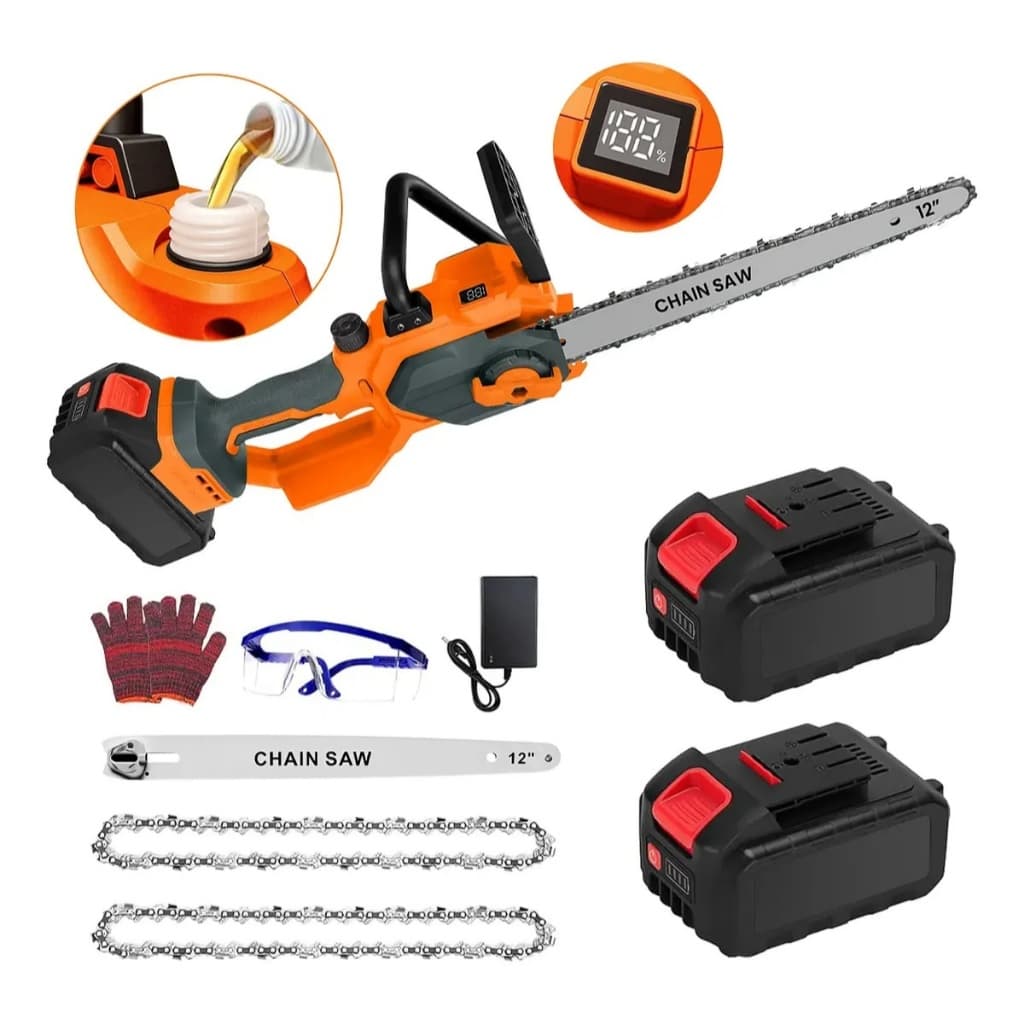 Moto Serra Elétrica 1200W 12 Polegadas Com Duas Baterias 4000 mAh 127/220v-Equipada com sabre de 30 cm