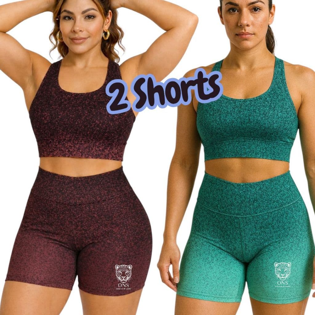 Kit 2 Shorts Degradê Modelador Cintura Alta Grosso Zero Transparência Ioga Roupa Academia FItness