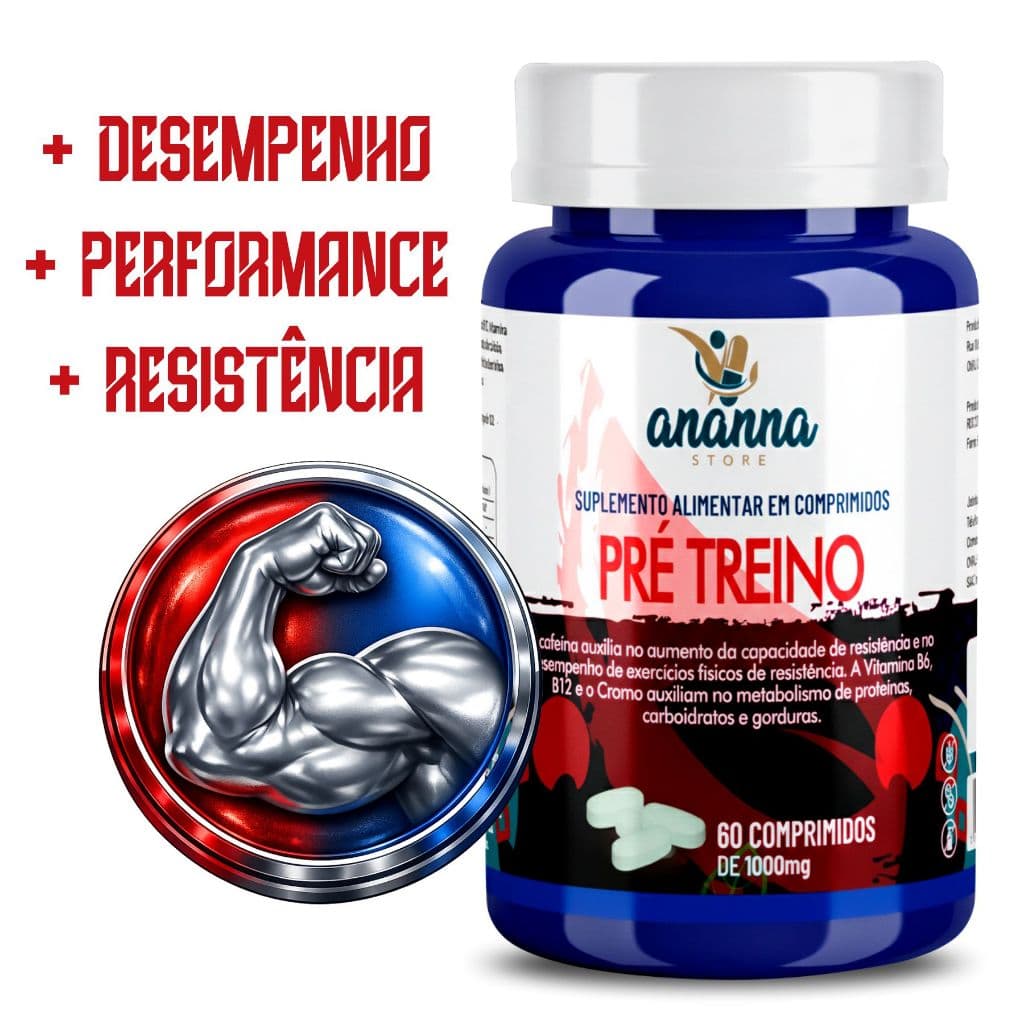 Térmogênico Pre Treino Cafeina 200mg 60comp Energia Foco Resistência c/ Vitaminas B6 B12 C Cromo
