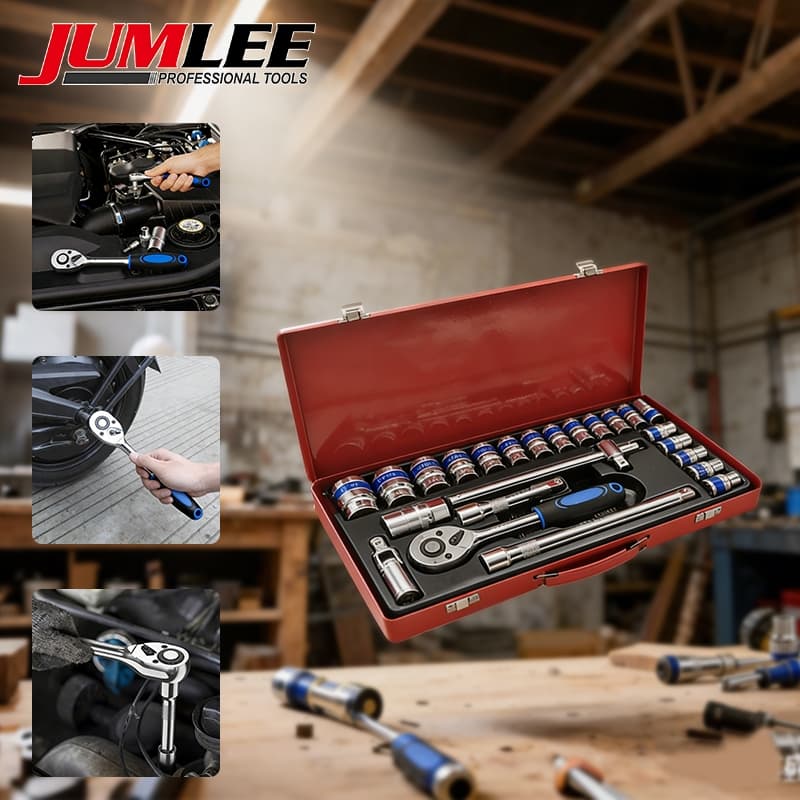 24pc Conjunto de Chaves de Catraca Voadoras Kit Completo para Manutenção e Reparo Automotivo JUMLEE