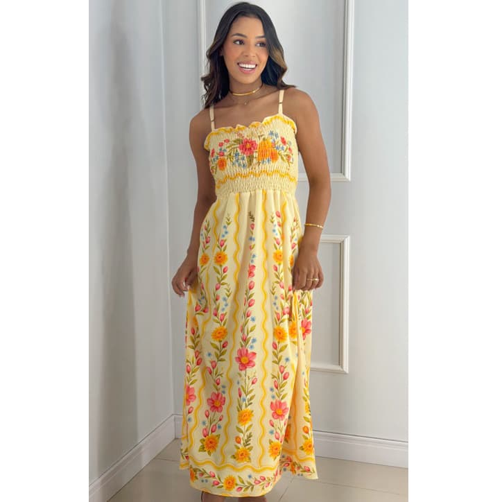 Vestido Longo Lastex no Busto Crepe Santorine Não Amarrota | Alça Regulável