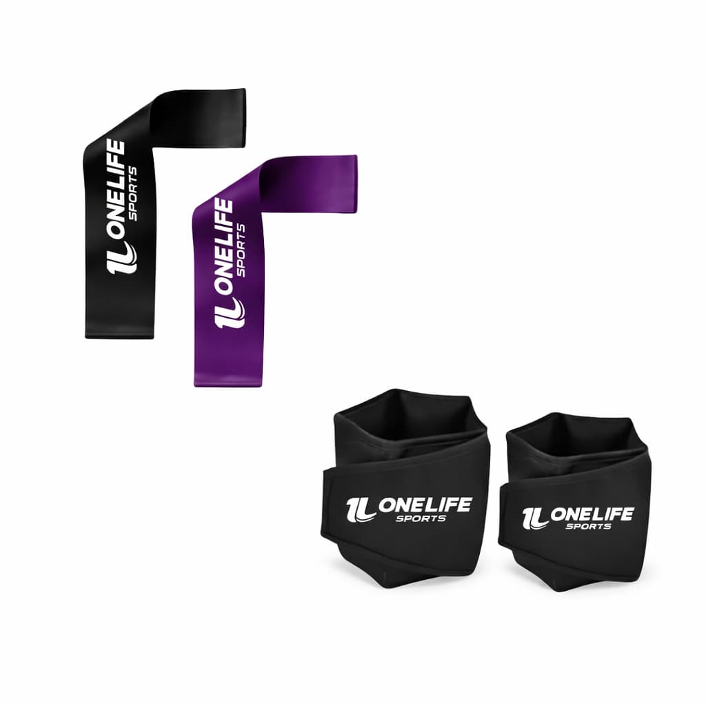 Kit Mini Band Forte Extra Forte + Par Caneleira 5kg One Life Sports® | Treino Glúteos e Pernas