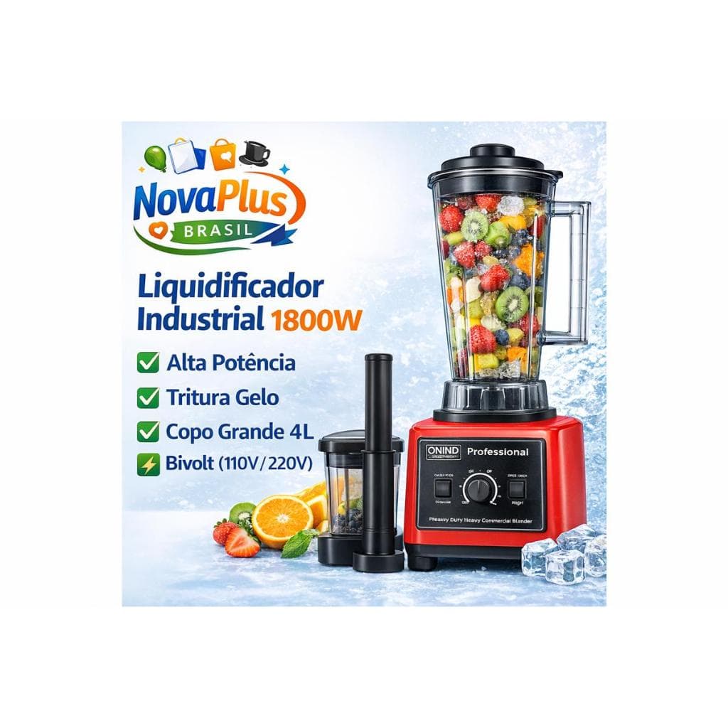 Liquidificador Profissional Alta Rotação 1500W 1800W Copo Inox 2L 3L 4L Triturador Industrial Cozinha Potente