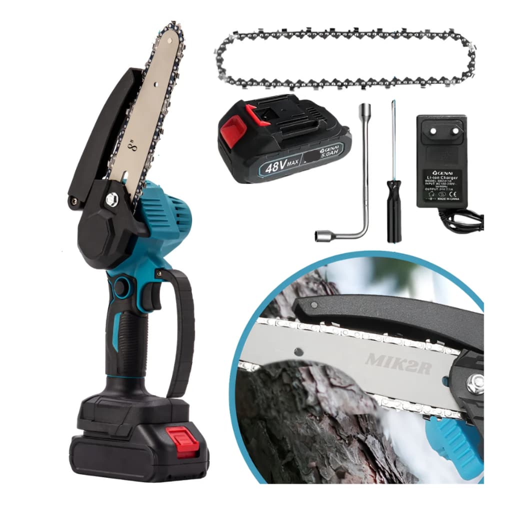 Motosserra Serradeira 2 Baterias 48v Sem Fio Portátil 8 Polegadas 110/220v