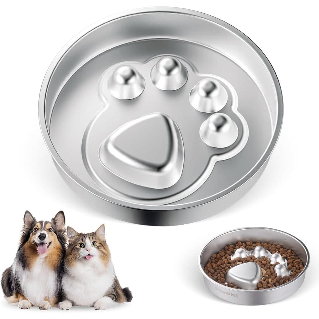 Comedouro Educativo Inox para Cachorro e Gato Pote de Ração Lento Anti-Stress Obesidade e Refluxo Tigela Profissional