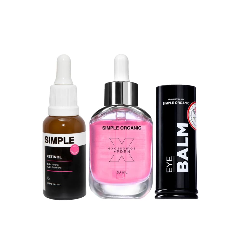 Kit Rotina Anti-idade Balm de Olhos + Ultra Sérum Retinol + Solução PDRN Simple Organic