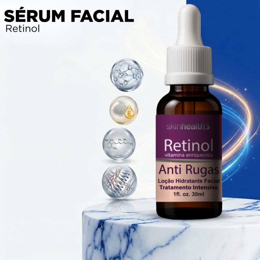 Serum Facial Retinol Skin Health + Brindes ( Ebook + Curso Completo ) anti-idade e Anti-Rugas
