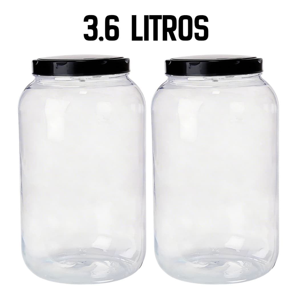 Conjunto 2 Potes Organizador Multiuso Grande 3,6 Litros Tampa com Rosca Cozinha Mantimentos