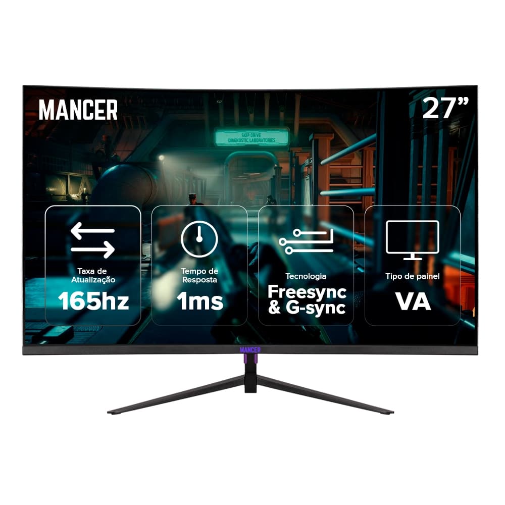 Monitor Gamer Mancer Valak VX4S, 27 Pol, VA, Curvo, 2K, 1ms, 165Hz, HDMI/DP, MCR-VLKVX4S-BL04