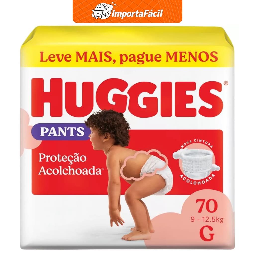 Fralda Huggies Pants G 70 Un Proteção Acolchoada Ajuste Perfeito e Antivazamento