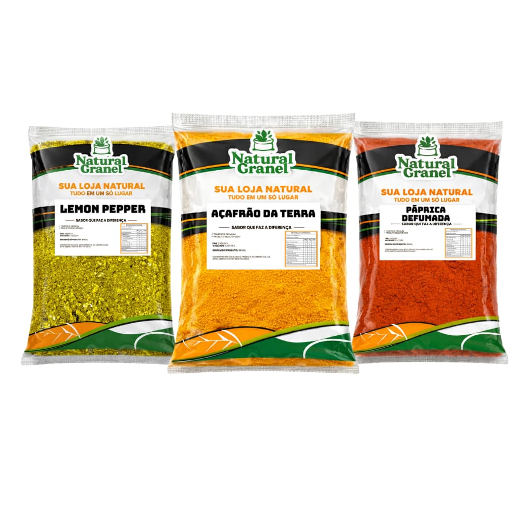 Kit Temperos Especiais Páprica Defumada Lemon Pepper Açafrão Da Terra Puro Especiarias e Condimentos