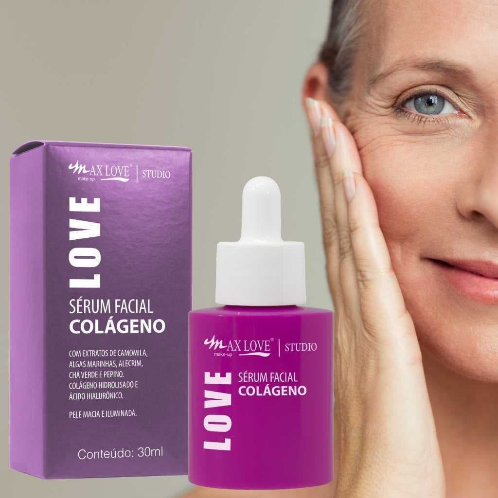 Sérum Colágeno Facial 30ml Anti-Idade Pele Firme Vegano Max Love