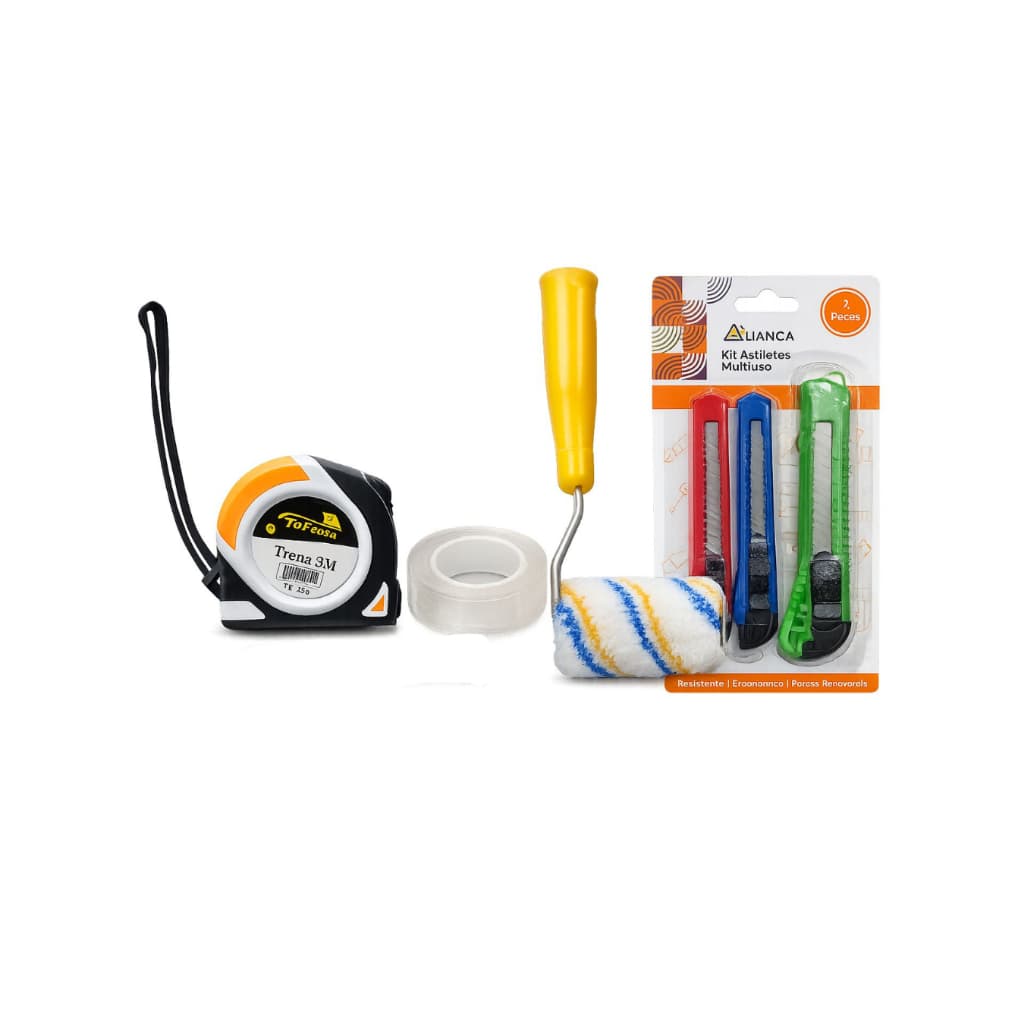 Kit Ferramentas Barato Completo Para Casa Trena Estilete Fita Dupla Face