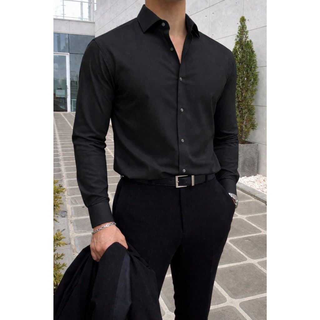 Camisa Social masculina De Botão Esporte Tecido Com Aldogão Modelagem Slim