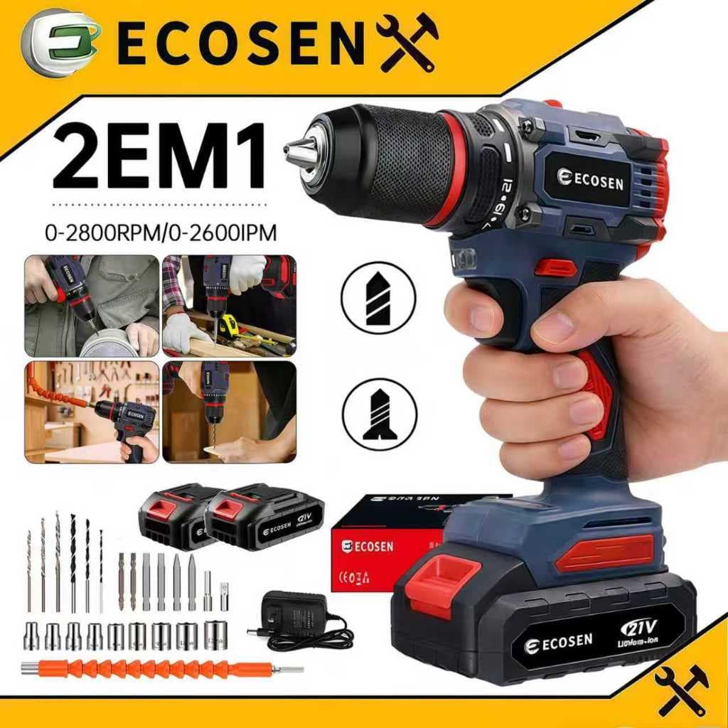 Furadeira Parafusadeira  Sem escovas 21V 2 Baterias em caixae de papelão e acessórios