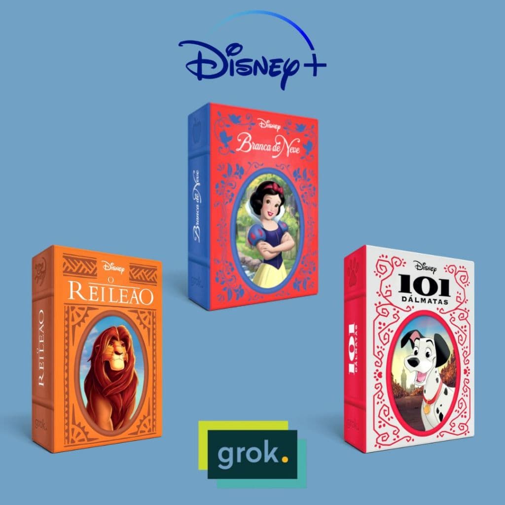 Ludoteca Disney - Jogos Família, Jogo de Cartas - Rei Leão, 101 Dálmatas, Branca de Neve - Grok
