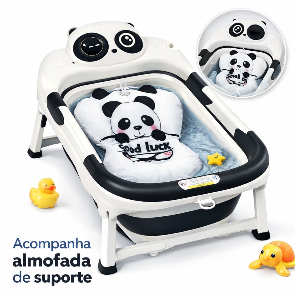 Banheira Dobrável Infantil Com Medidor De Temperatura Para Bebê