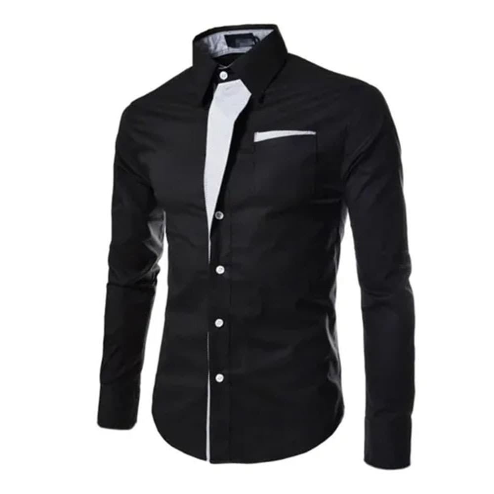 Camisa Masculina Social Manga Curta Slim Fit Longa Casual