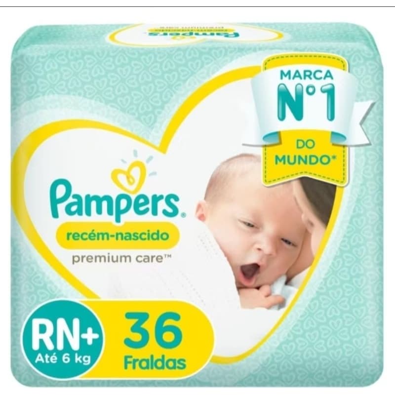 Fralda Pampers Premium Care RN 36 Unidades - Proteção Suave e Indicador de Umidade econômico