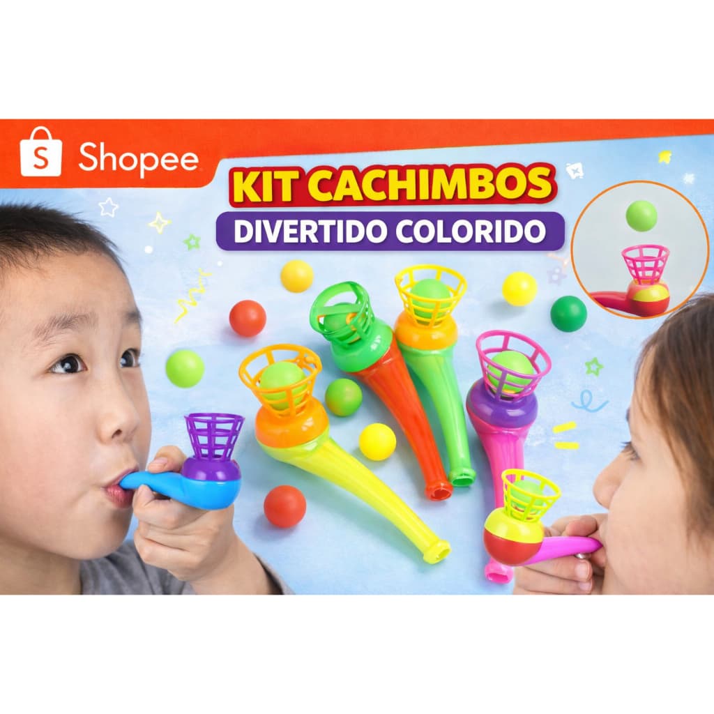 Brinquedo Cachimbo Divertido Infantil com Bolinha Kit 6/12/18/24/30/36 Brinquedo Educativo Festa