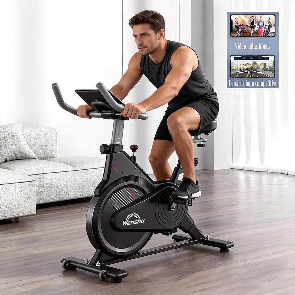 Bicicleta Ergométrica Spinning Silenciosa Fitness para Apartamento Suporta até 150kg