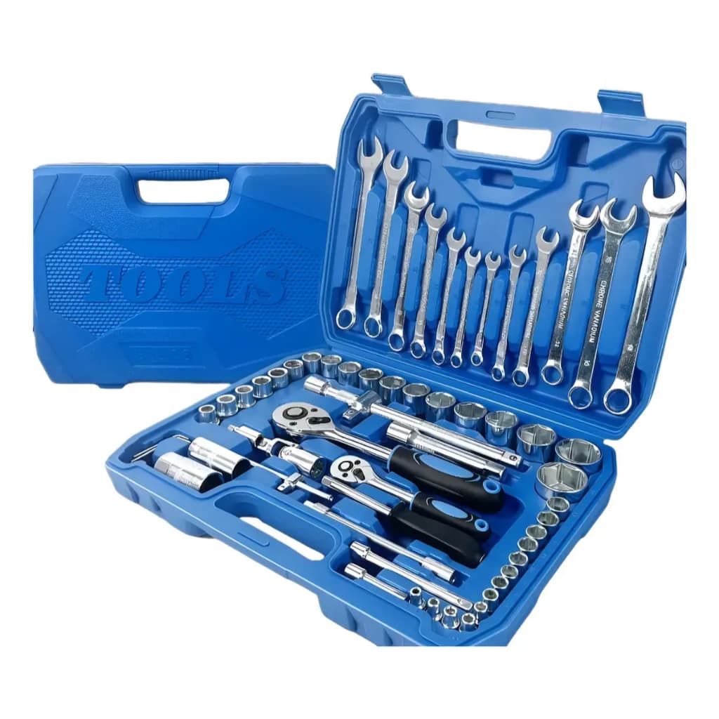 Kit de Ferramentas para Mecânica Automotiva com 61 Peças Jogo Soquete Chave Combinada Catraca