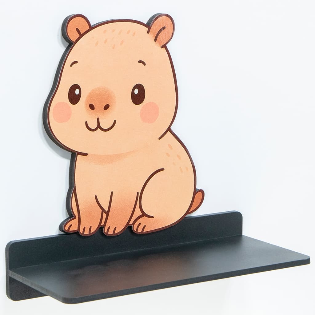 Prateleira de Parede Infantil Capivara com Suporte | Nicho Decorativo Quarto de Criança