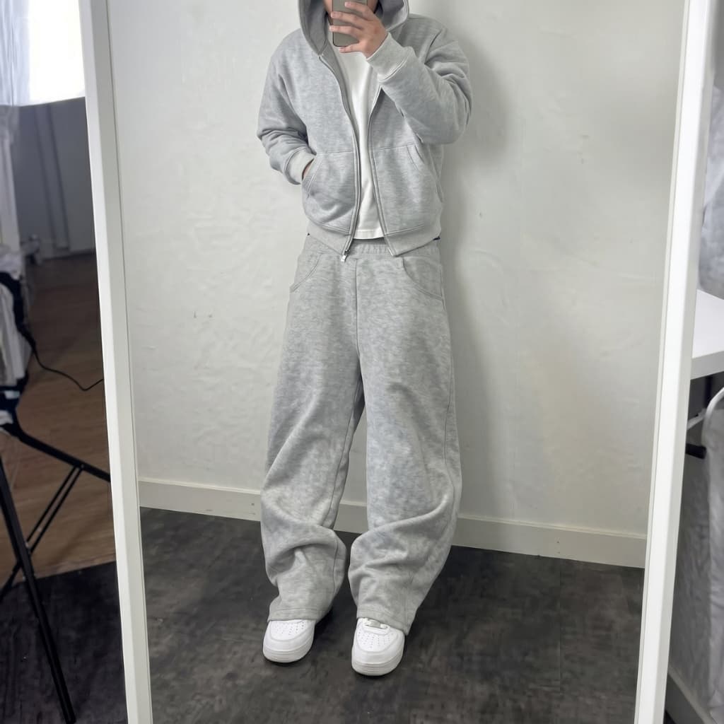 Conjunto Moletom Espotivo e Casual Masculino Ziper e Calça Wide Streetwear Liso Confortavel Y2k