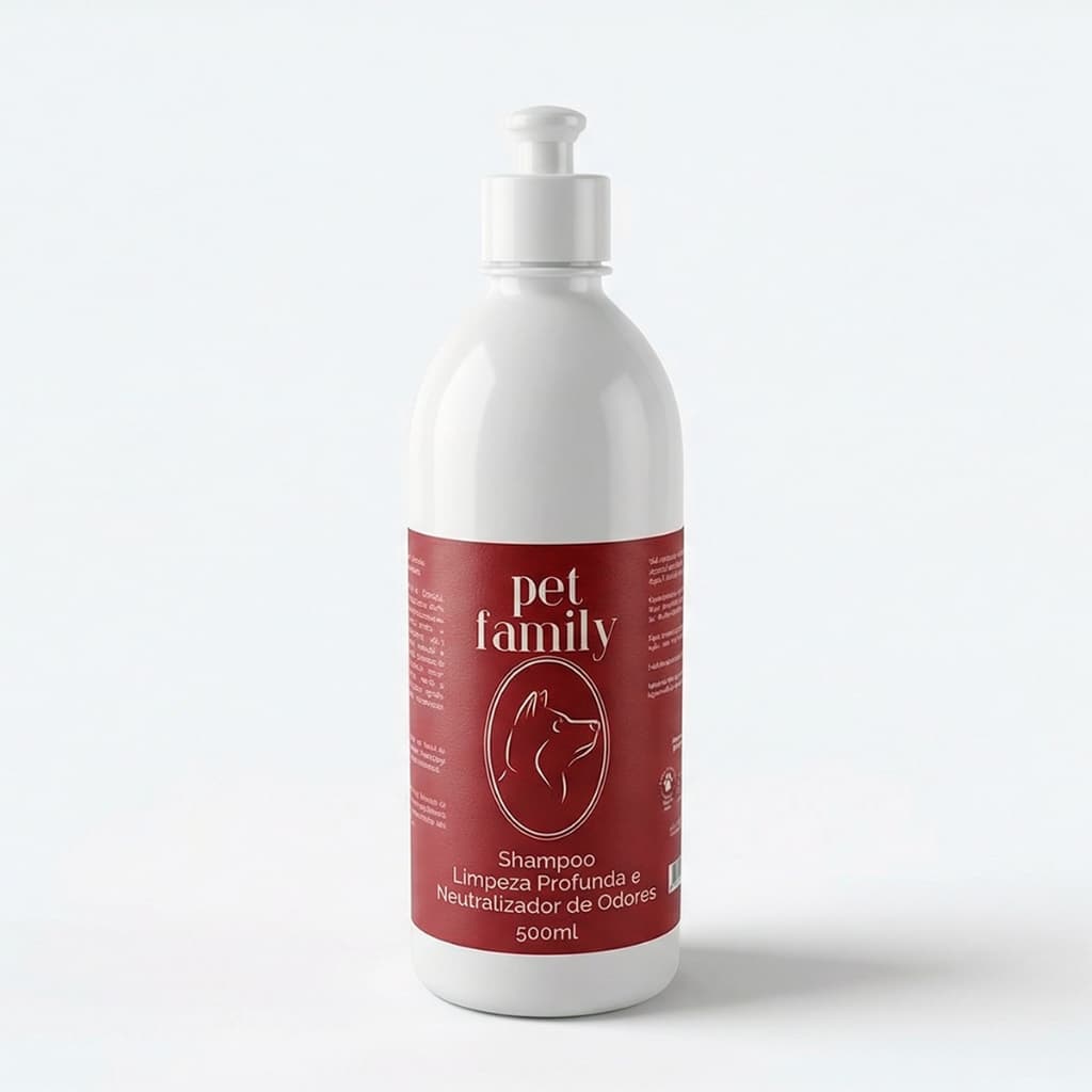 Shampoo Pet Limpeza Profunda e Neutralizador de Odores Para Cães e Gatos Cuidados Especiais Pet Family 500ml