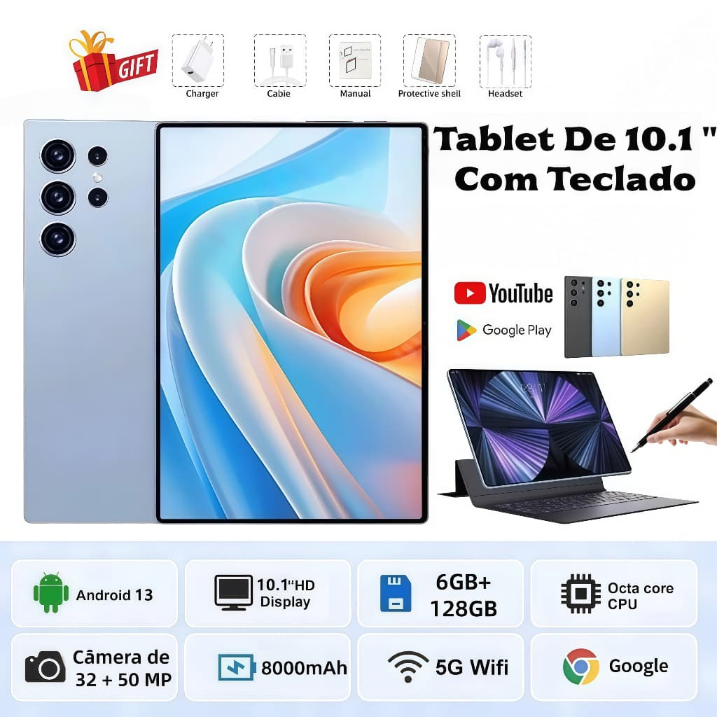 Tablet Pc Mil10 Android 13 128gb Memória 6gb Ram10 Polegadas Tablet Pc Milli VIVA