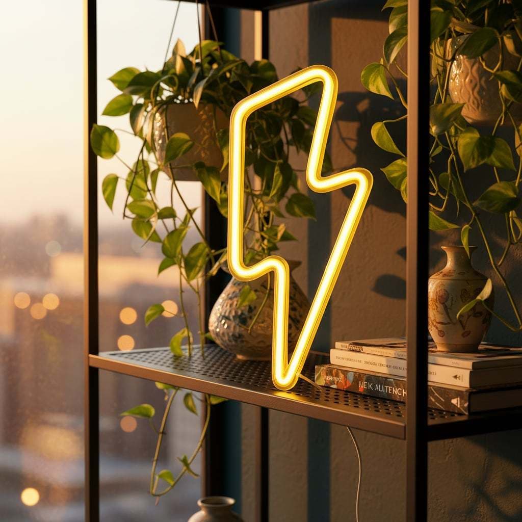 Placa Led Raio Luminária Neon Lâmpada Acrílica Amarelo