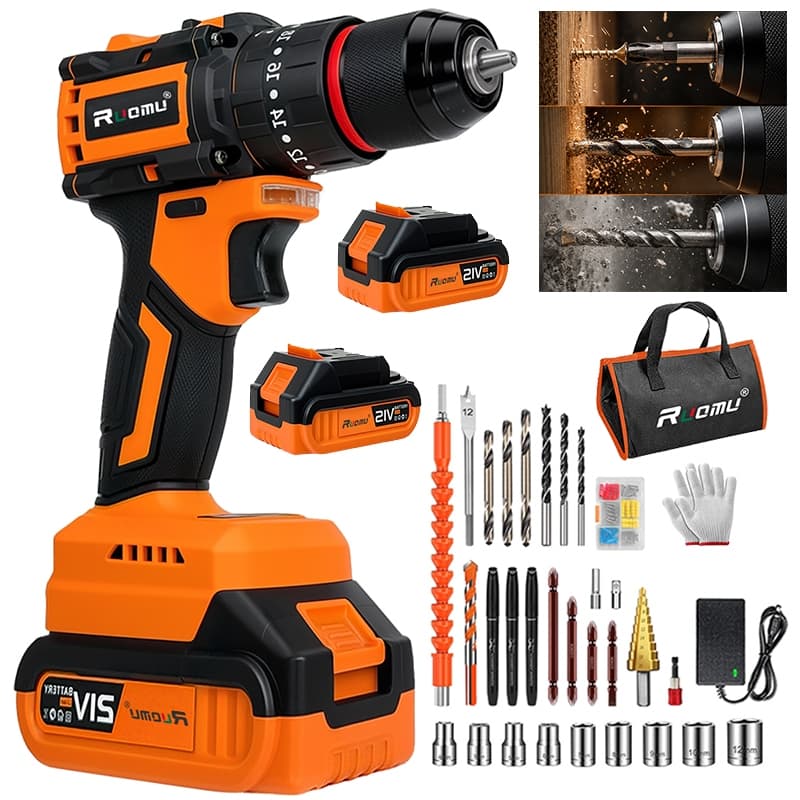 Furadeira parafusadeira profissional​ 21V Brushless furadeira 2 Bateria 2.0AH