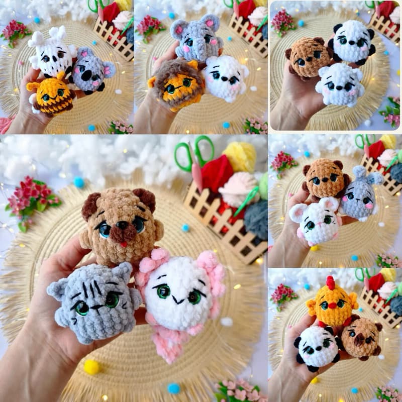 Kit Safari Animais Amigurumi Crochê - 3 Bichinhos Fofos Pelúcia