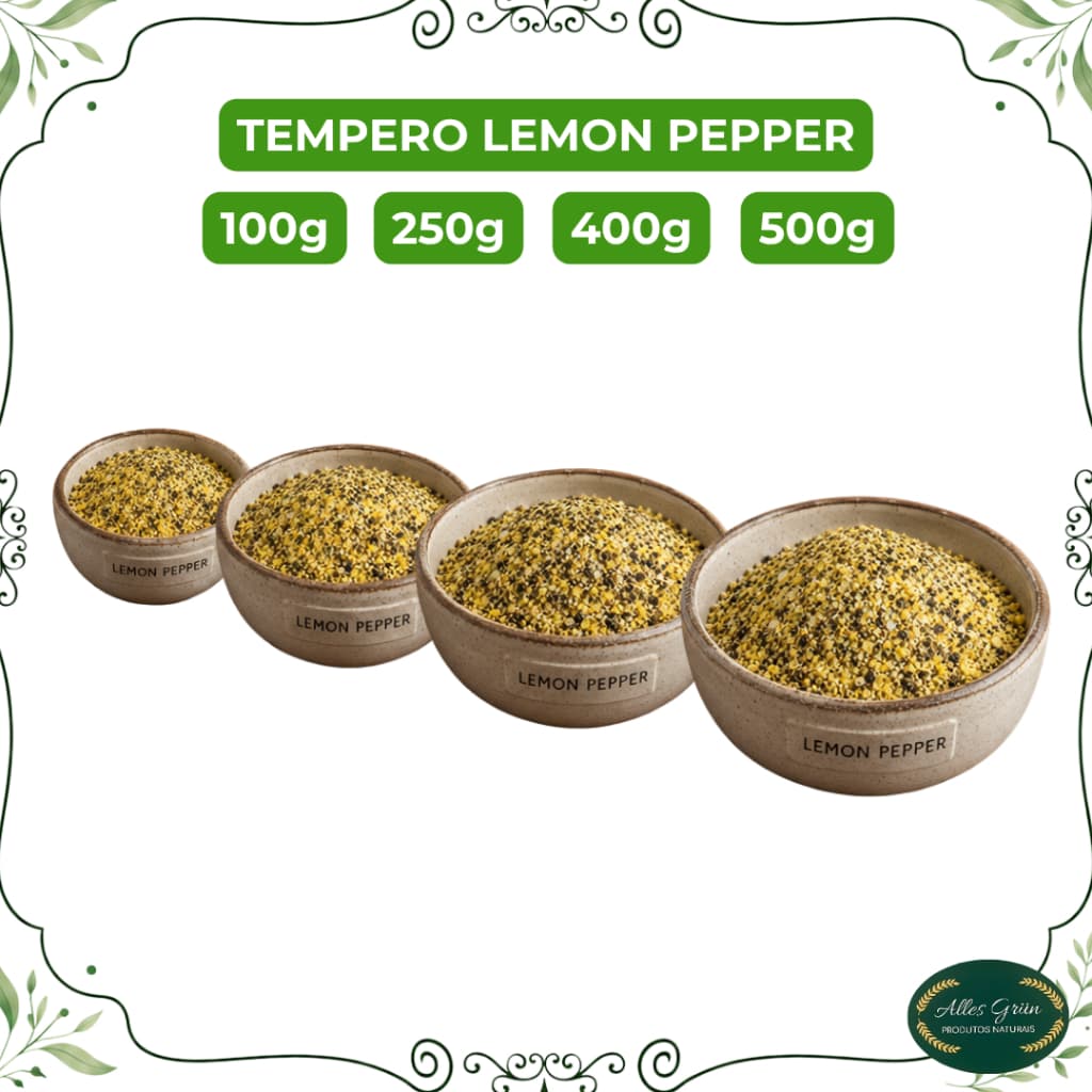 Tempero Lemon Pepper 100g 250g 400g 500g Condimento Para Carnes Frango Peixes Churrasco Culinária