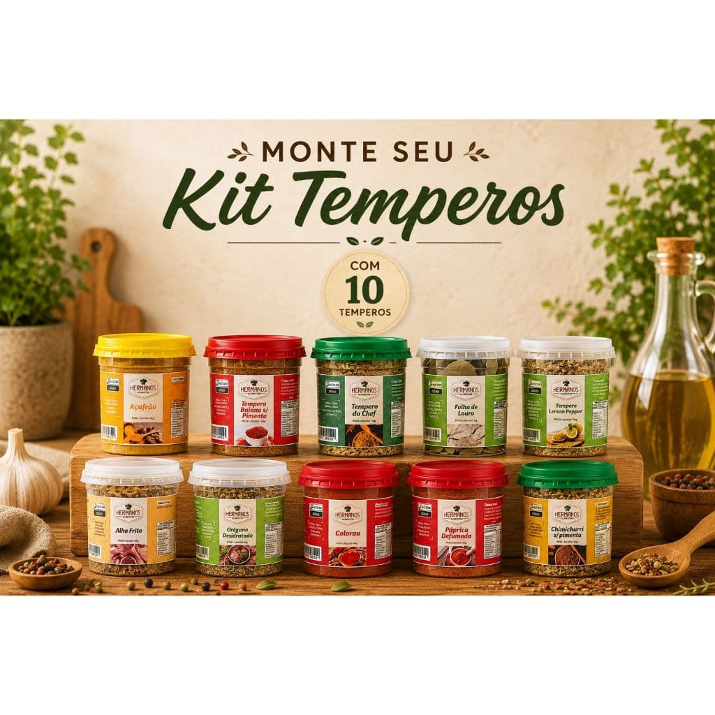 MONTE SEU (KIT C/ 10)TEMPEROS ,ESPECIARIAS,CONDIMENTOS