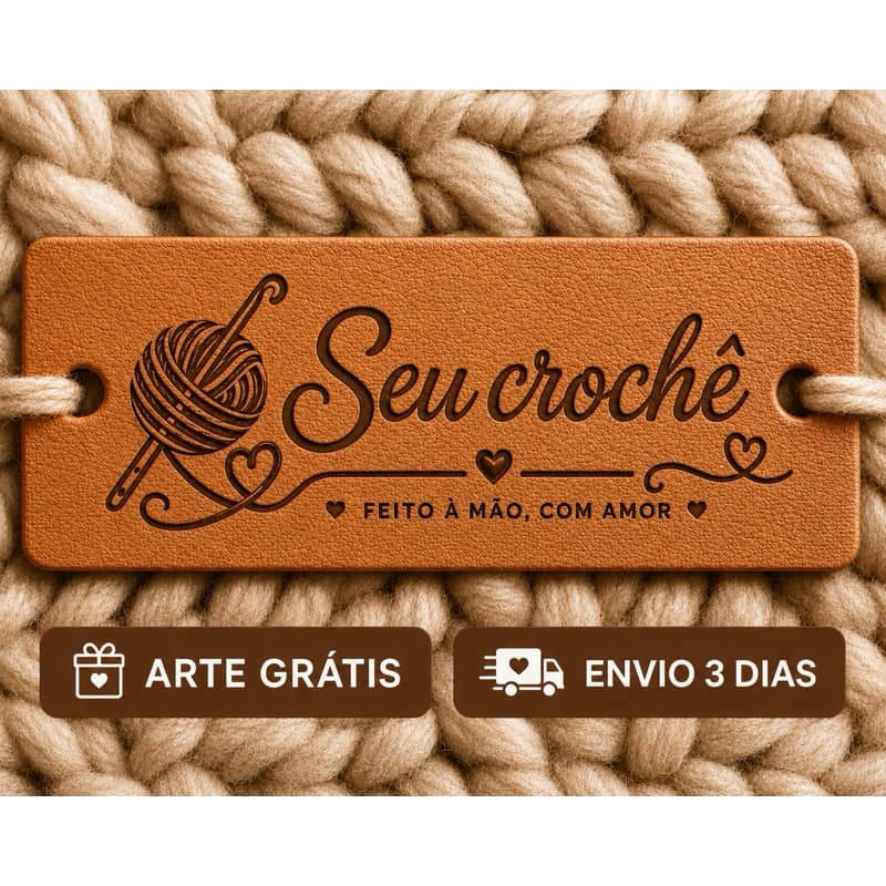 10,30,50 ou 100 Etiquetas Personalizadas em Couro Sintético Gravada e Cortada