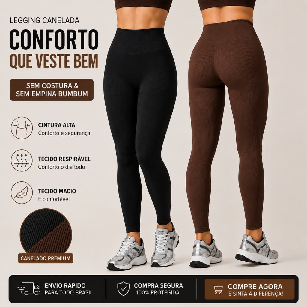 Calça Feminina Fitness Legging Cintura Alta Canelada 1/2 Secagem Rápida Zero Transparente Esportivo