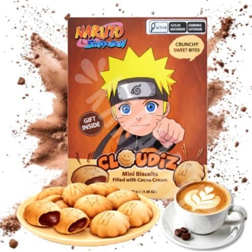 Biscoito Naruto Recheado Creme Cacau Chocolate 30g - Importado Turquia