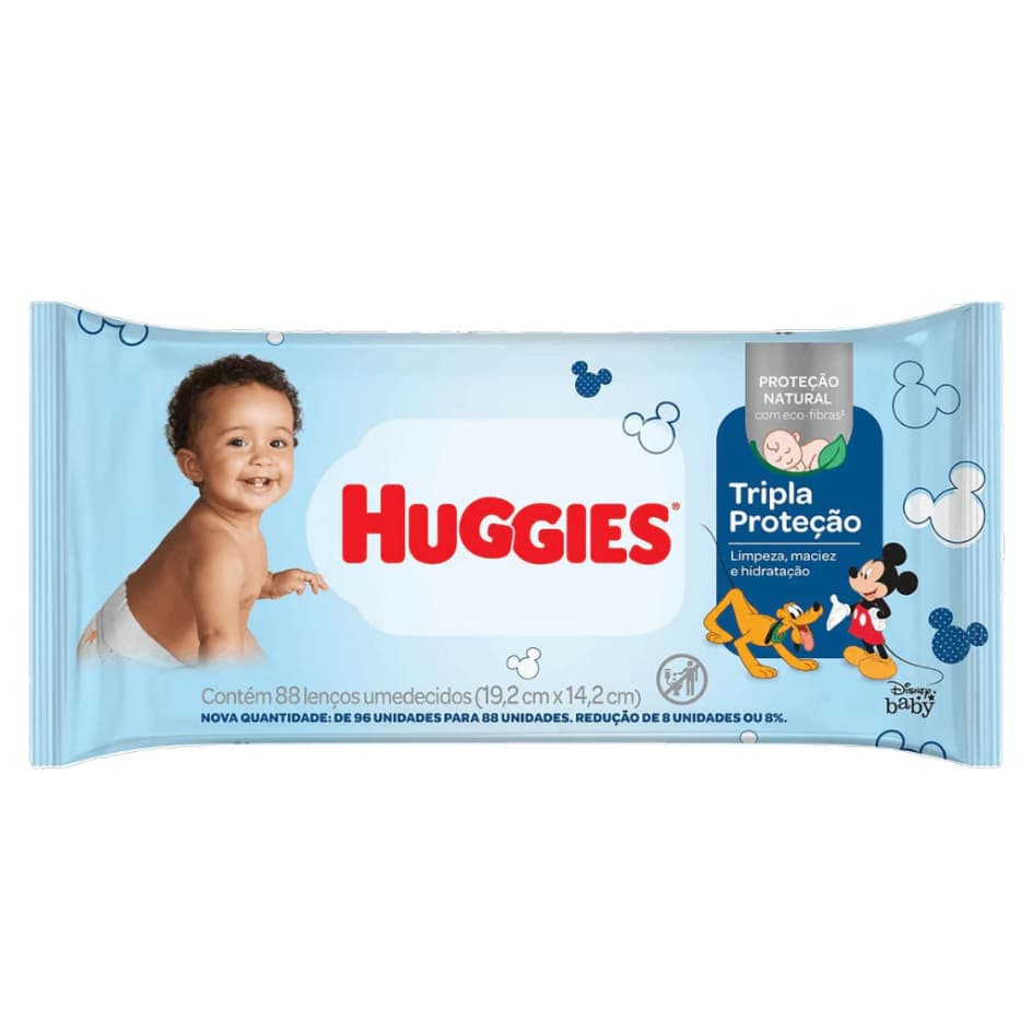 Toalha Umedecida Huggies Tripla Proteção 88un Lenço de Bebê