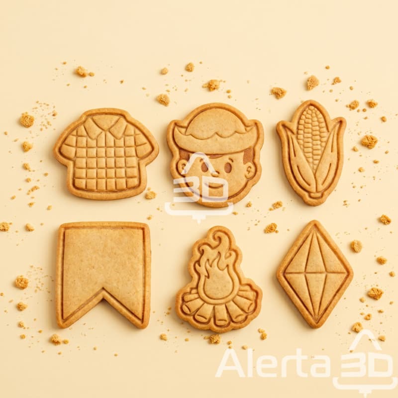Kit 6 cortadores e marcadores de biscoito/massinha de modelar - Festa Junina