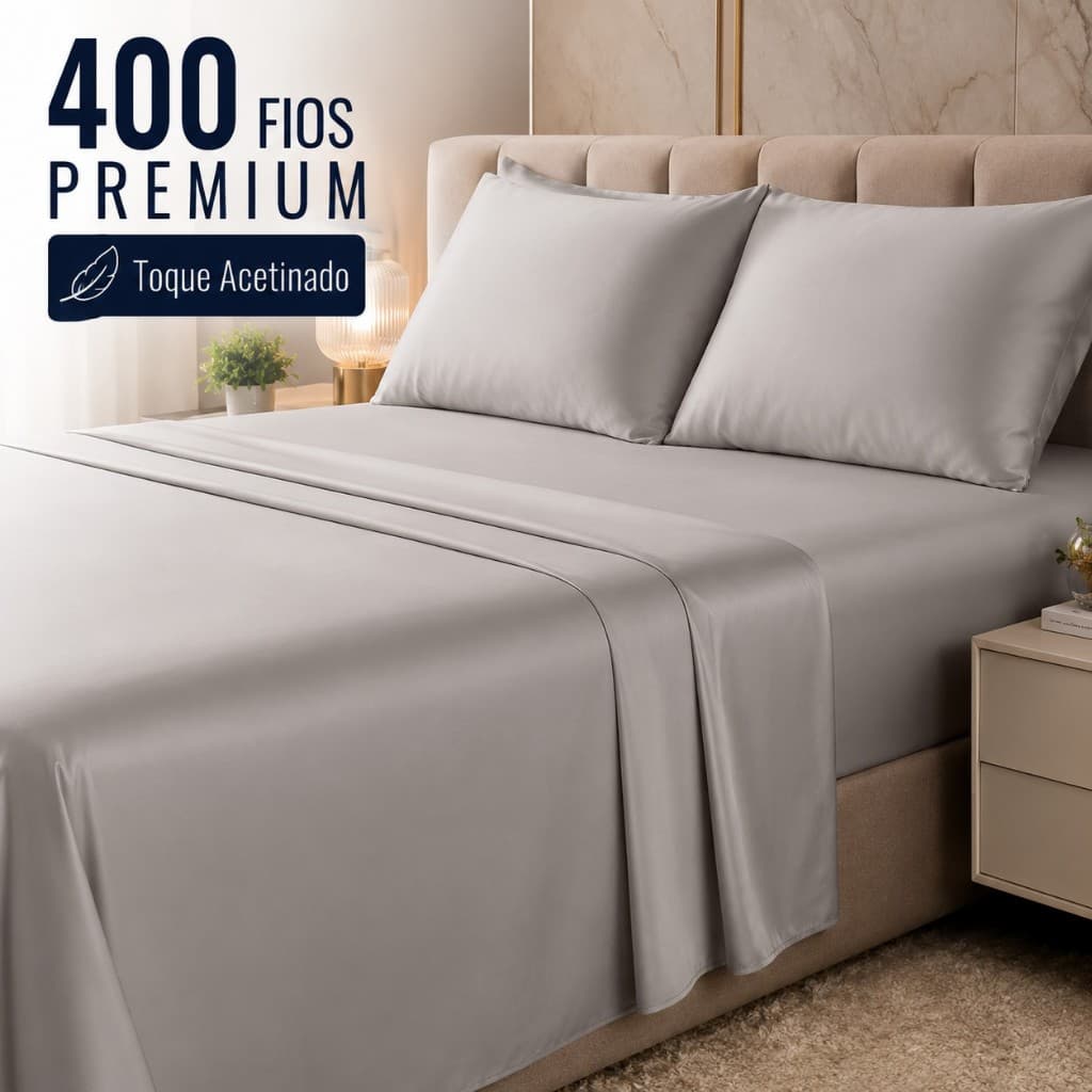 Jogo De Lençol 400 Fios Micropercal Toque Acetinado Sem Elástico Macio Premium