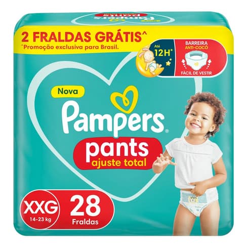 Fralda Pampers Pants Ajuste Total Tamanho XXG, 28 Unidades