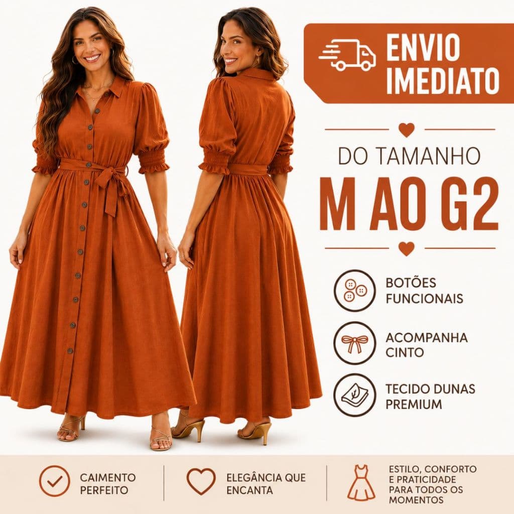 Vestido Chemise Feminino M ao G2 – Estilo Camisão, Moda Evangélica