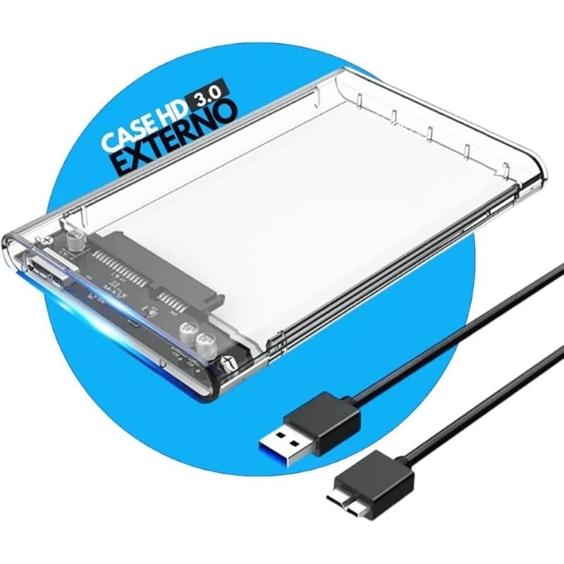 Case Para HD Transparente Usb 3.0 Transmissão 6gbps Sata 2.5" Hhd ou Ssd Sata Notebook Slim Externo