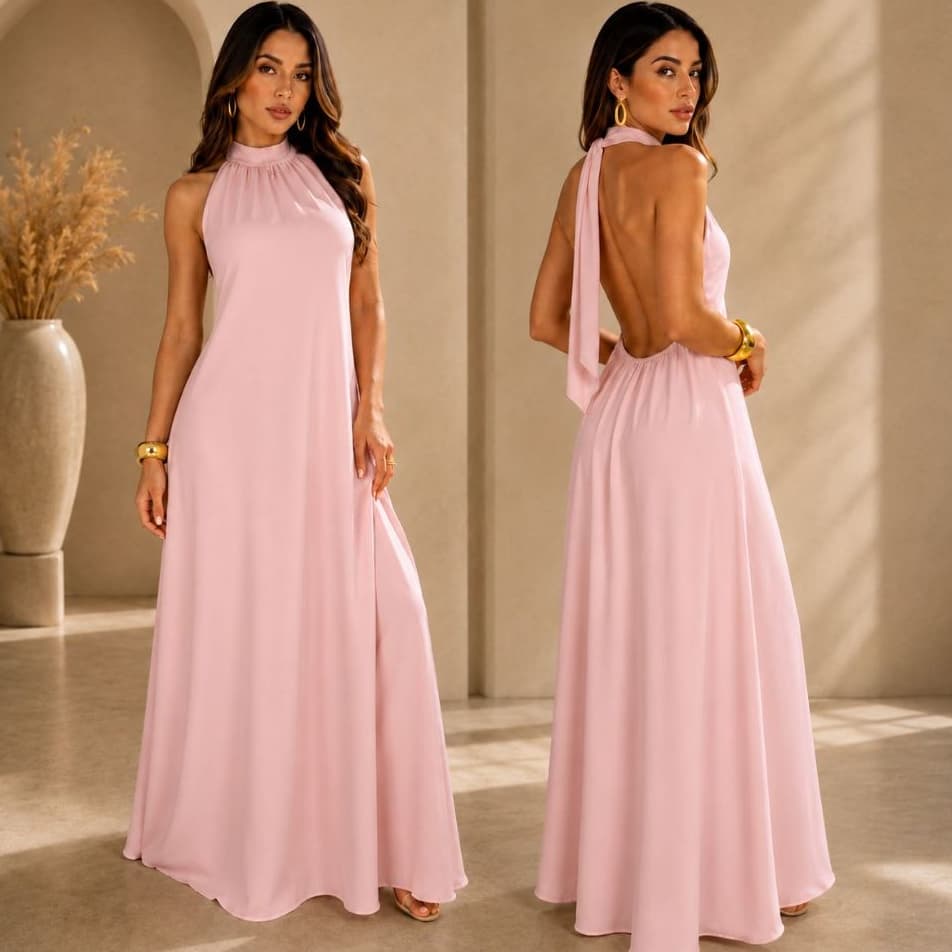 Vestido Longo Feminino Midi Frente Unica Costa Nua de Festa Casamento Madrinha Formatura Branco Plus Size