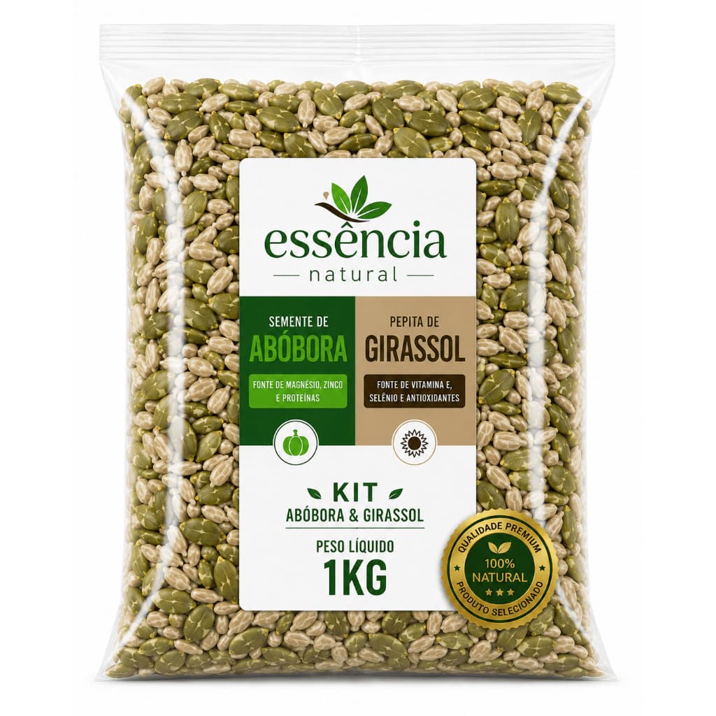 Mix Saudável 1Kg Semente de Abóbora e Pepita de Girassol Alimentação Saudável Natural Ômega 3 Fibras